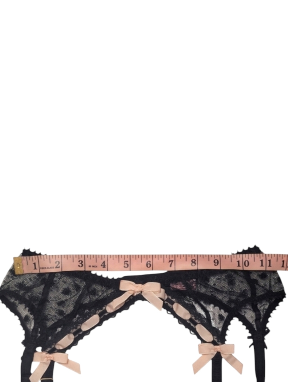 Agent Provocateur Black Lace Pink Bow Garter Belt Mesh Size M - Picture 11 of 13